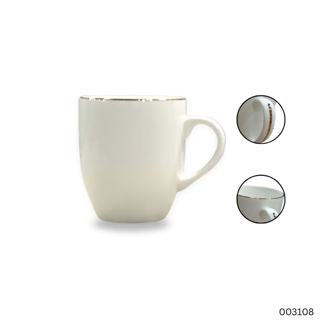 Heaven Bone China Cup Set | Weightless White Bone China with Golden Rim | Premium Elegant Design | Durable & Dishwasher Safe 1 Heaven Bone China Cup Set | Weightless White Bone China with Golden Rim | Premium Elegant Design | Durable & Dishwasher Safe