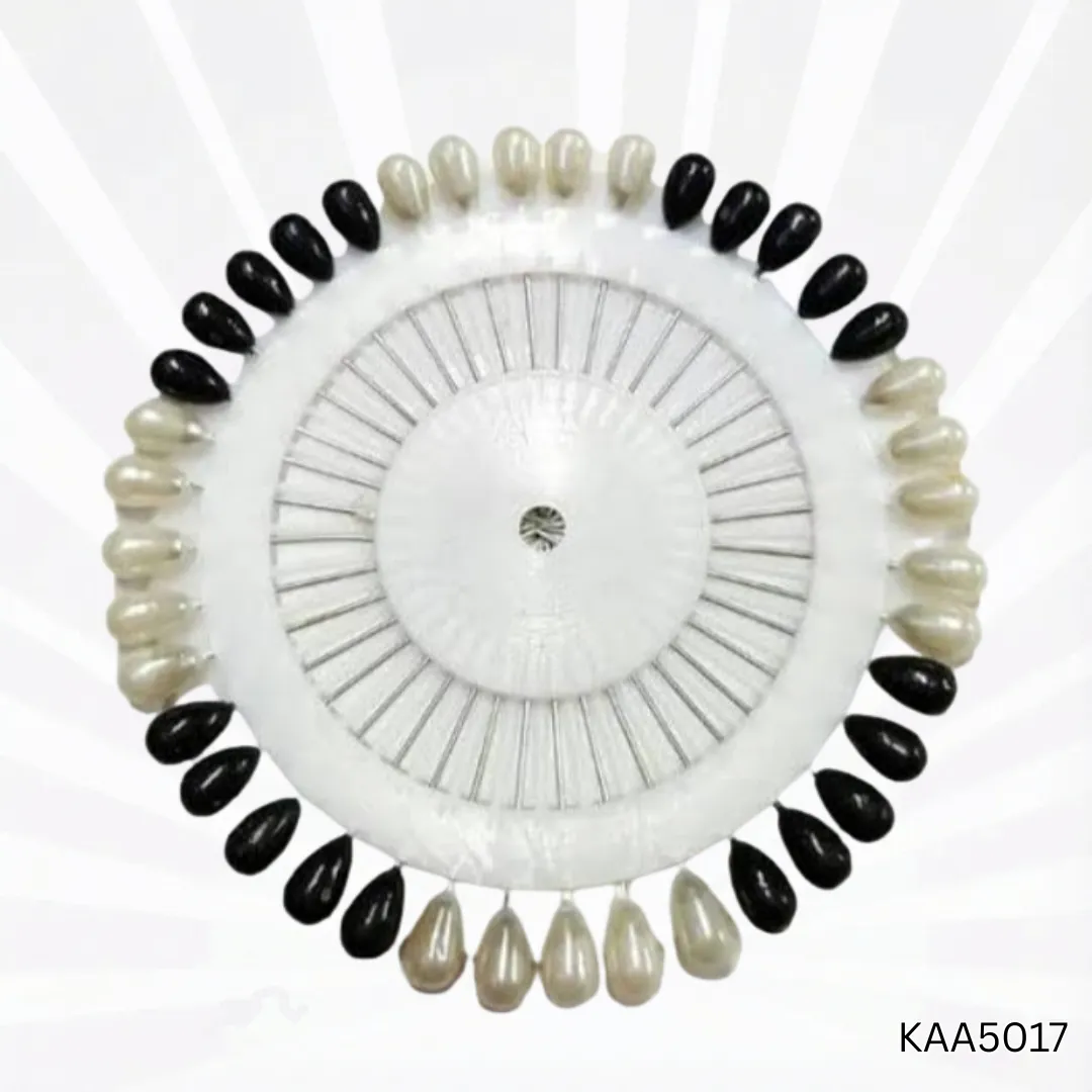 Black & White Pearl-Head Hijab Pins Wheel | Large-Size Secure Hold Pins (Full Wheel)