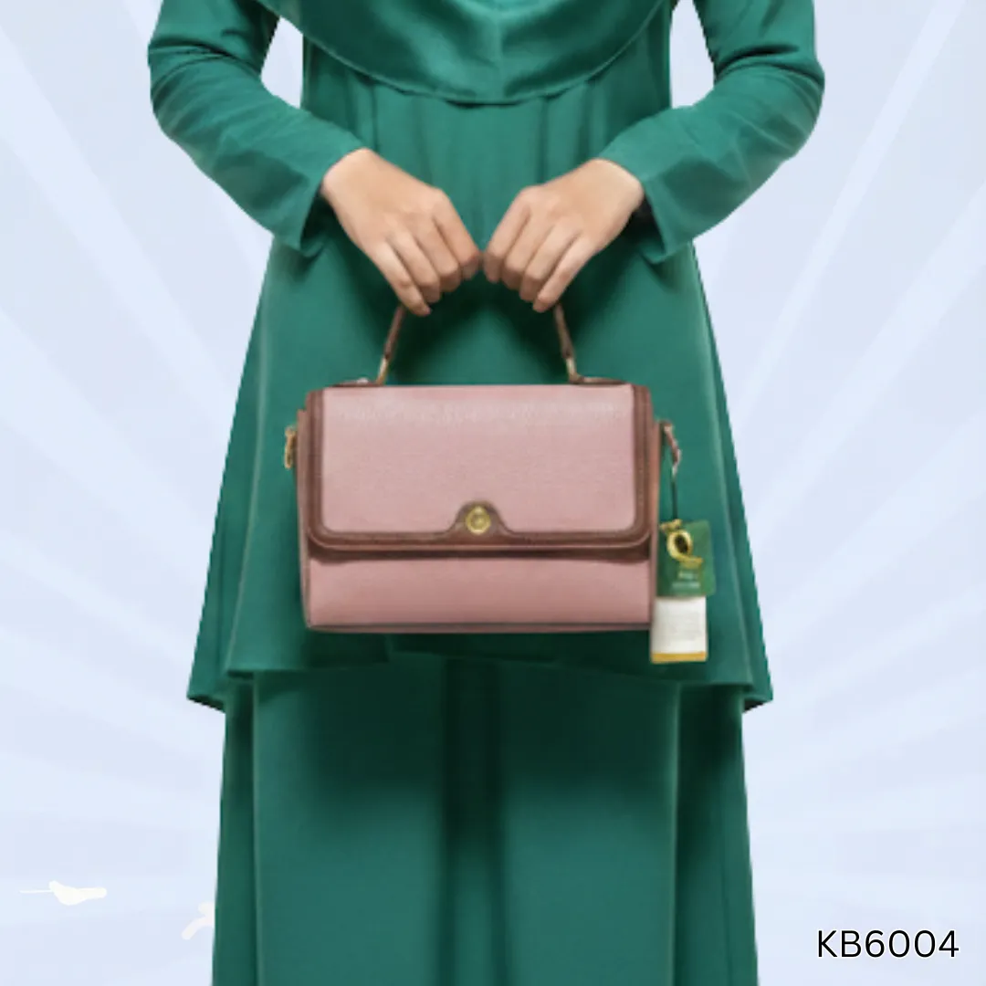 Chic Baguette Shoulder Bag for Women – Pure Leather Flap Bag in Blue & Tea Pink