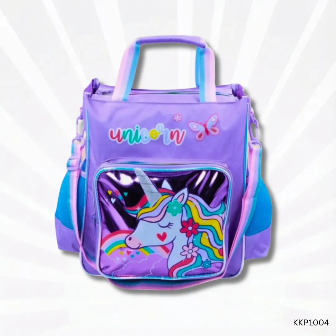 Purple Unicorn Kids Tote Bag | Cute & Stylish Lightweight School and Casual Carry Bag