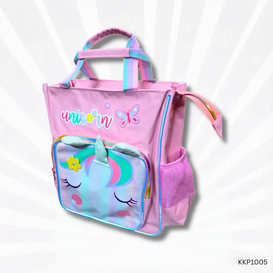 Pink Unicorn Kids Tote Bag | Cute & Stylish Lightweight School and Casual Carry Bag