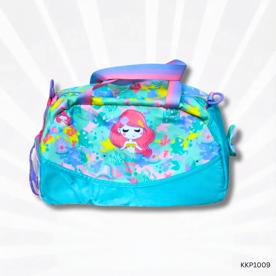 Mermaid Kids Duffel Bag | Sea Green Cute Travel, Gym & School Carry Bag