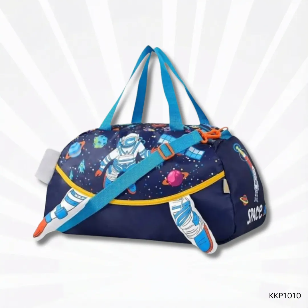 Astronaut Kids Duffel Bag | Blue Space-Themed Travel, Gym & School Carry Bag
