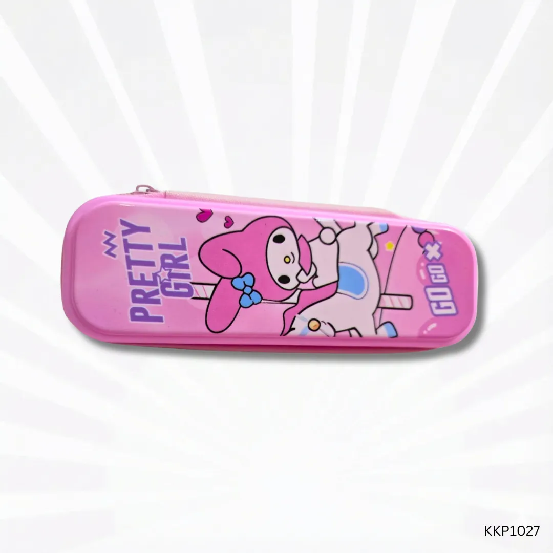 Pretty Girl Pencil Box for Kids | Pink Hard Top Cartoon School Pencil Case